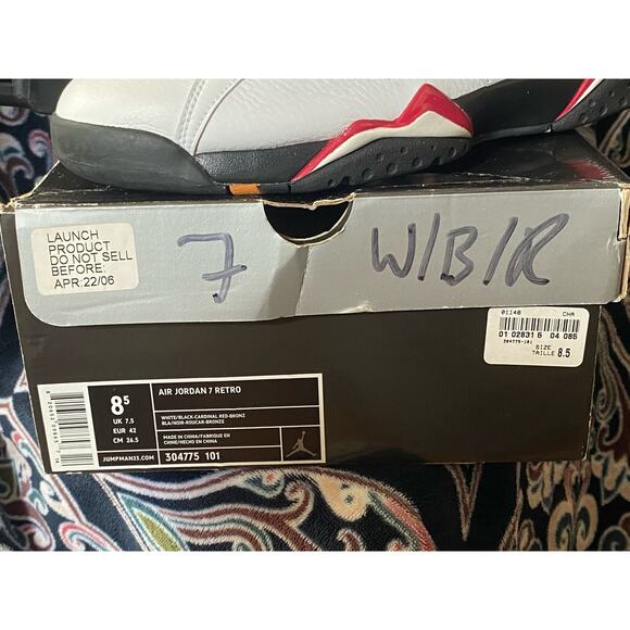 2006 Nike Air Jordan 7 Cardinal m8.5 w10 - Picture 8 of 8